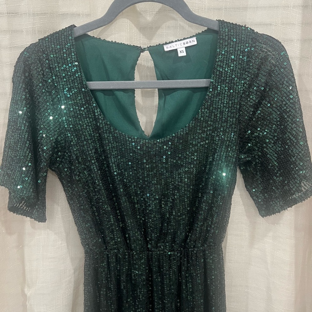 Baltic Born Emerald Sequin Backless Dress